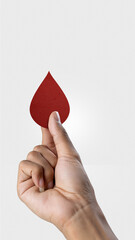 Human hand showing red blood drop