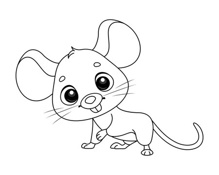 Mouse animal coloring page cartoon vector illustration