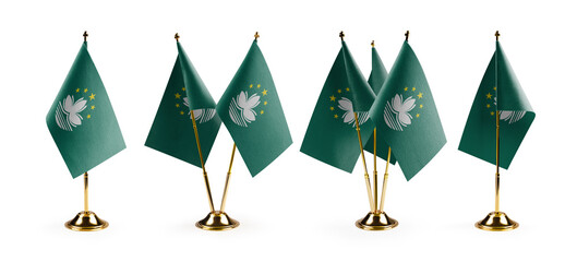 Small national flags of the Macao on a white background