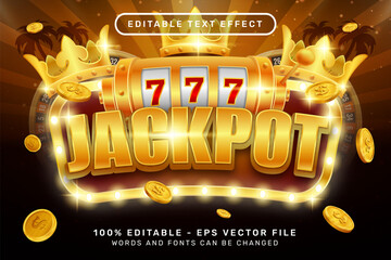 jackpot 3d text effect and editable text effect with slot machine illustration
