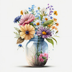 Flower pot watercolor