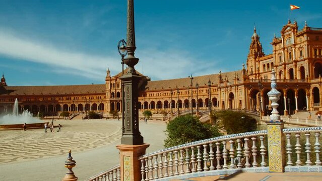 The stunning Plaza de Espana, Seville, Andalusia, Spain, built for the Ibero-American Exposition of 1929, designed by Anibal Gonzalez