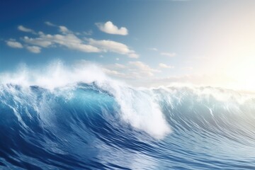 Fototapeta premium massive wave cresting in the open sea Generative AI