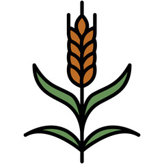 Cereal Rye Icon. Wheatears Grass Farm Symbol Stock Illustration. Vector Filled Line Icons For UI Web Design And Presentation