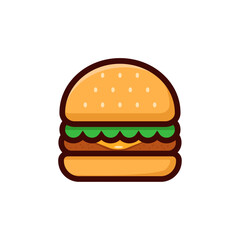 Burger vector illustration with a simple and cute design isolated on white background. Burger cartoon