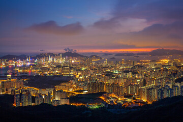 Fototapeta na wymiar Hong Kong Cityscape from Kowloon Peak