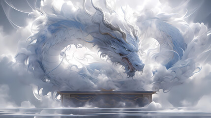 white chinese dragon illustration   © 俊后生