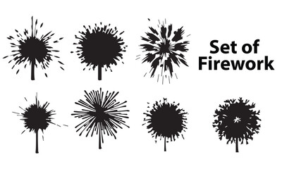 A set of silhouette firework vector illustration