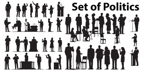 A set of silhouette politics people vector illustration - obrazy, fototapety, plakaty