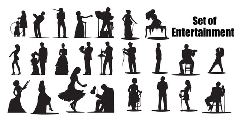A set of Entertainment silhouette vector illustration
