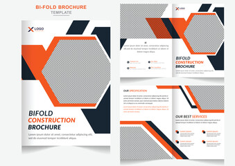 Real estate construction bi-fold brochure design multiple color layout and construction company profile design template