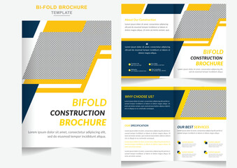 Creative Residential building construction yellow  bi-fold brochure design and construction company profile design template