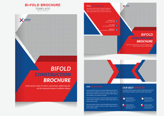 Creative Residential building construction yellow  bi-fold brochure design and construction company profile design template