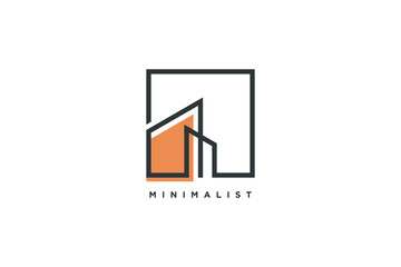 Real estate logo design with modern minimalist concept idea