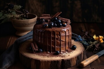 Fototapeta na wymiar chocolate cake, dessert on the table