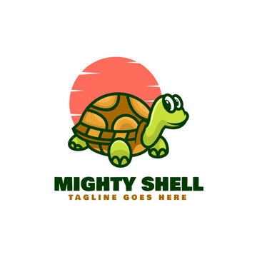 Vector Logo Illustration Mighty Shell Mascot Cartoon Style.