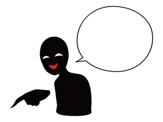 悪人イメージのシルエットの人物のイラストと吹き出しの素材
