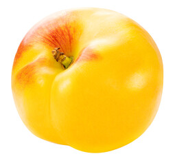 Yellow Peach on White background with clipping path, Peach or Nectarine fruit on white PNG File
