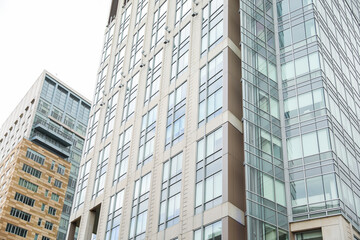 Modern buildings with large window glasses: symbols of transparency, openness, connection to the...