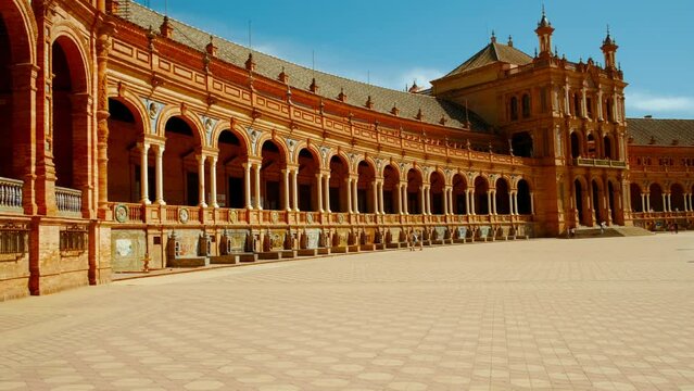 The stunning Plaza de Espana, Seville, Andalusia, Spain, built for the Ibero-American Exposition of 1929, designed by Anibal Gonzalez