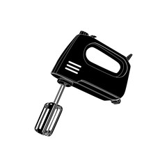 Kitchen hand mixer in black fill icon, vector illustration in trendy style. Editable graphic resources for many purposes.