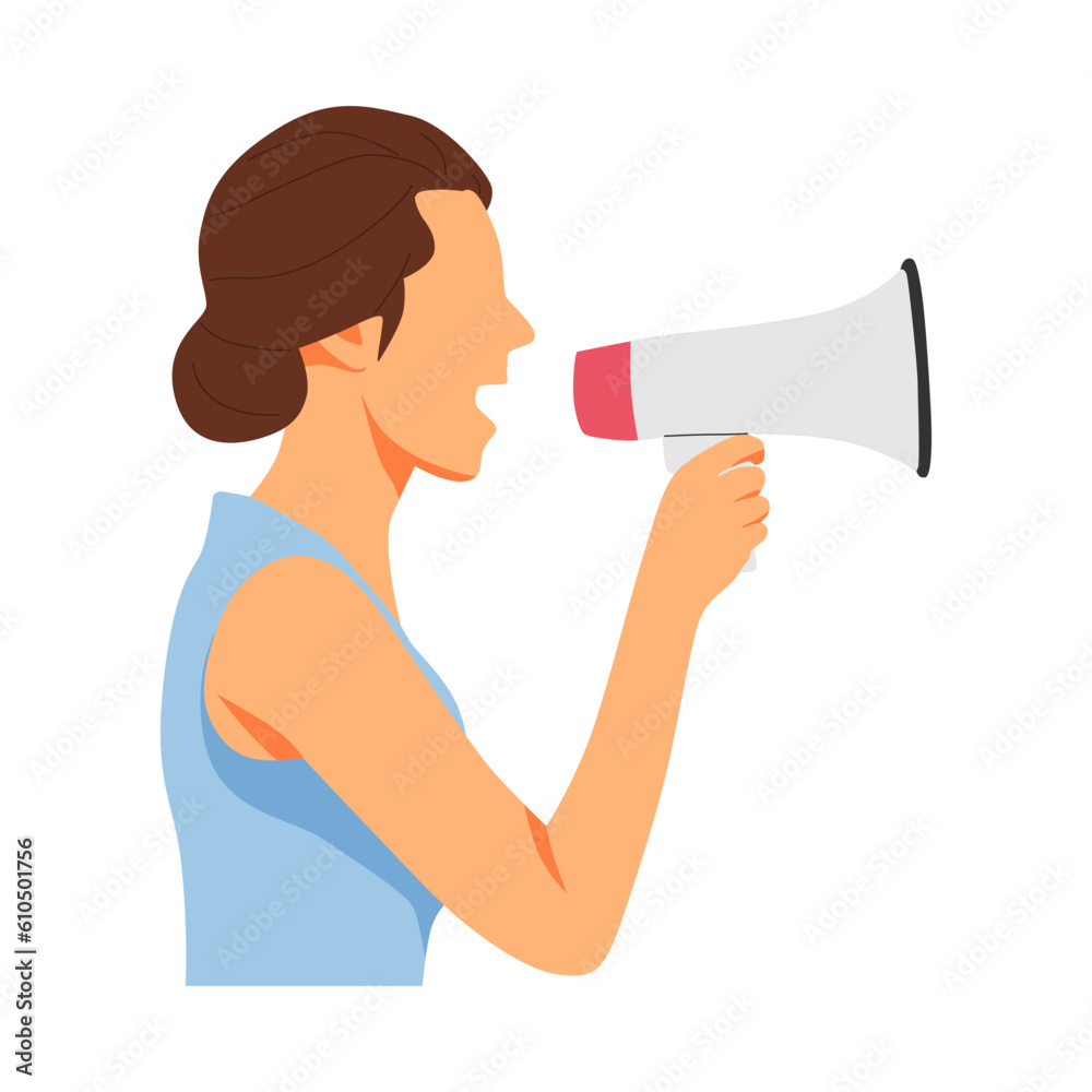 Wall mural vector illustration of a person holding a megaphone