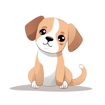 cute baby dog happy face isolated on white background ai image illustration 