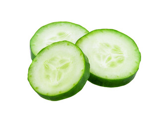 Fresh slice cucumber close-up on transparent png