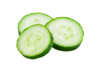 Fresh slice cucumber close-up on transparent png