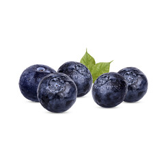 Fresh blueberry with drops isolated on transparent background (.PNG)