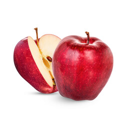 Fresh red apple isolated on transparent background (.PNG)
