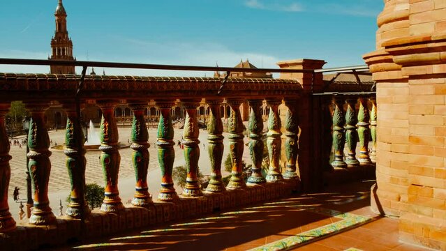 The stunning Plaza de Espana, Seville, Andalusia, Spain, built for the Ibero-American Exposition of 1929, designed by Anibal Gonzalez