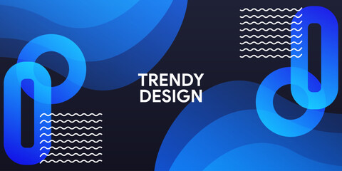Dynamic fluid blue geometric with colorful gradient background