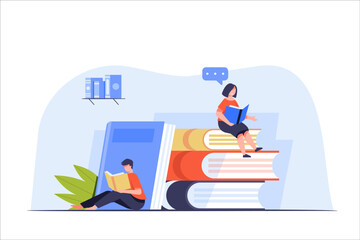 People reading or students studying and preparing for examination in Library.