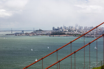San Francisco skyline over the bridge