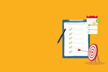 Successful completion of business tasks. Checklist with a business tasks completed.