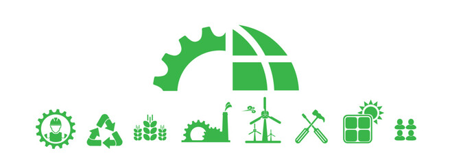 circular economy icons on white background	