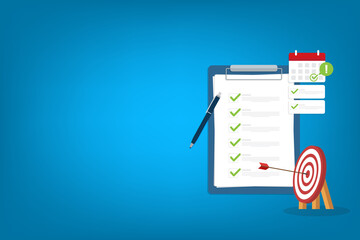 Successful completion of business tasks. Checklist with a business tasks completed.