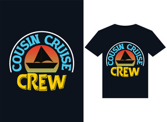 Cousin Cruise Crew illustrations for print-ready T-Shirts design