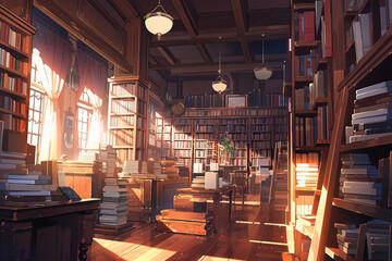 繊細で芸術的な街や村系背景のイラスト(AI generated image)