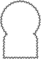 Keyhole Arch spiral Leaf rectangular frame architectural window door laurel flower frame floral leaf borders natural botanical branches decoration wedding anniversary celebration beautiful arabesque