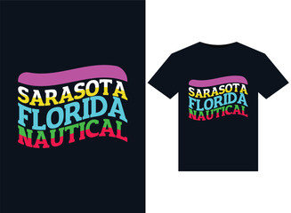 Sarasota Florida Nautical illustrations for print-ready T-Shirts design
