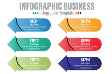 Arrow 6 Step or Six option Business data visualization. Abstract elements of graph, diagram with steps, options, parts or processes. business template for presentation
