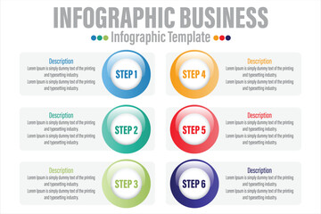 6 Steps, six 6 option Paper note shape elements with steps,road map,options,milestone,timeline,processes or workflow.Business data visualization.Creative step infographic template for presentation.