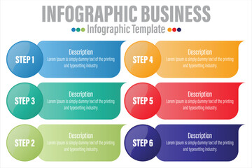 6 Steps, six 6 option Paper note shape elements with steps,road map,options,milestone,timeline,processes or workflow.Business data visualization.Creative step infographic template for presentation.