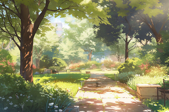 繊細で芸術的な街や村系背景のイラスト(AI generated image)