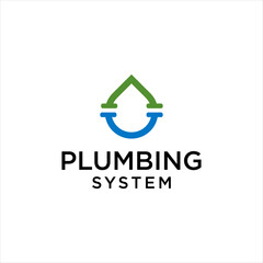 Drainage Plumbing service system logo design vector template