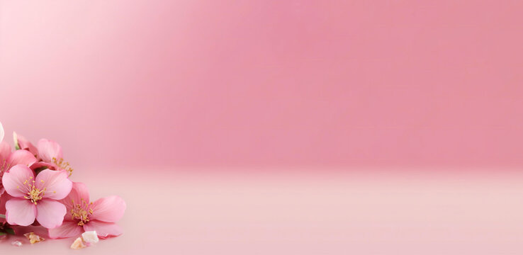 pink spa flower background with copy space on the side. Created with generative AI technology.