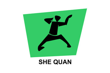 she quan or "Fanged Snake Style"  sport vector line icon. sportsman, fighting stance. sport pictogram illustration.