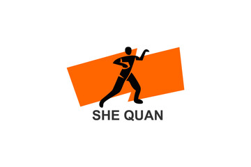 she quan or "Fanged Snake Style"  sport vector line icon. sportsman, fighting stance. sport pictogram illustration.